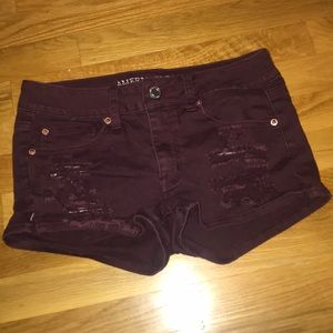 Maroon denim shorts